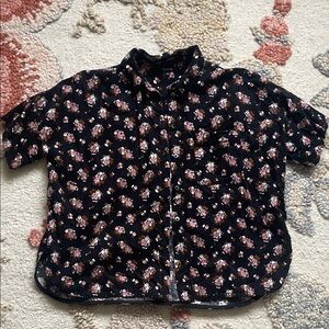 Madewell Kids Floral Button Down Shirt - Black and Pink